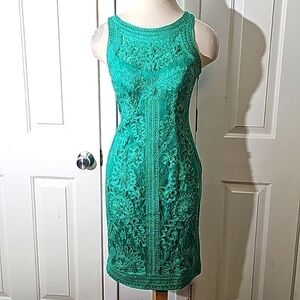 Suewong teal nocturne floral lace. Side zipper. Size 4. Sleevless. Excel…